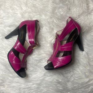 Michael Kors Heels Berkeley Zip Front Red/Pink Size-9